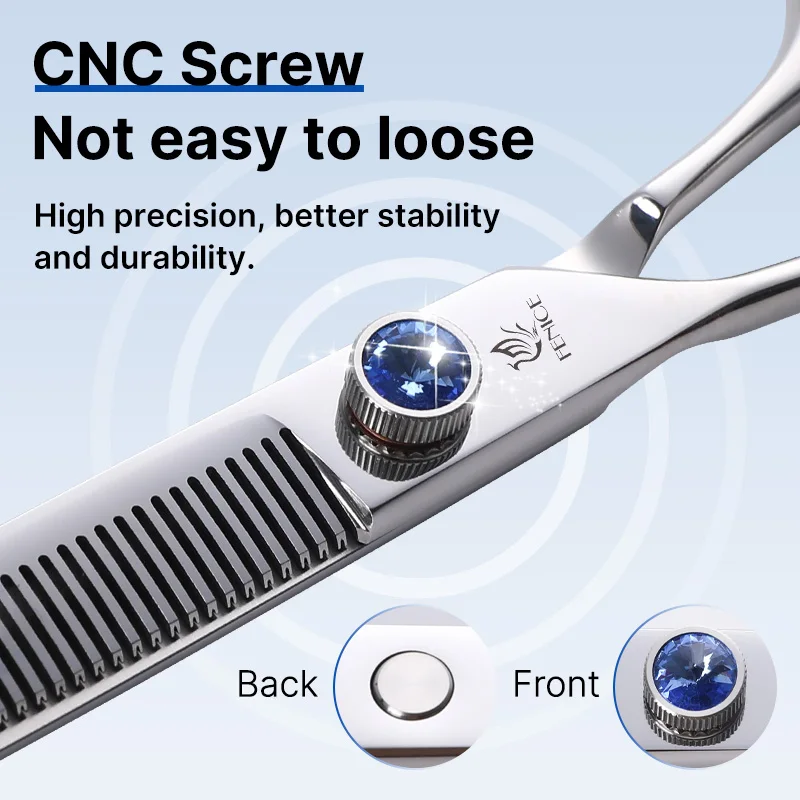 Fenice Professional 7.0/7.5/8 Inch JP440C Steel Left Hand Shears Blue Diamond Double Tail Nail Scissors Set for Pet Dog Grooming dog grooming scissors