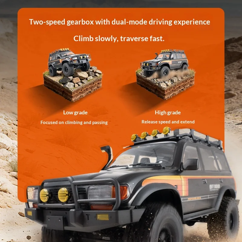 Fms 1/10 Fcx10 랜드 크루저 Lc80 블랙 원격 제어 전기 오프로드 클라이밍 모델 자동차 장난감 선물