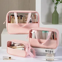 Unisex Translucent Waterproof Toiletry and Cosmetic Travel Organizer - M (PINK)