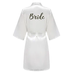 Elegant Light Blue Bridesmaid Kimono Robe with White Script - XL (As the photo show)
