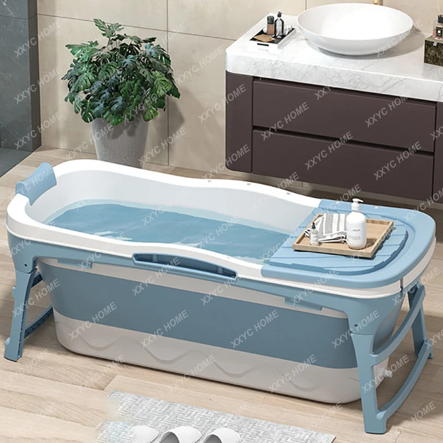 Bañera Plegable de 118cm Bañera Portátil para Bebé con Tapa y