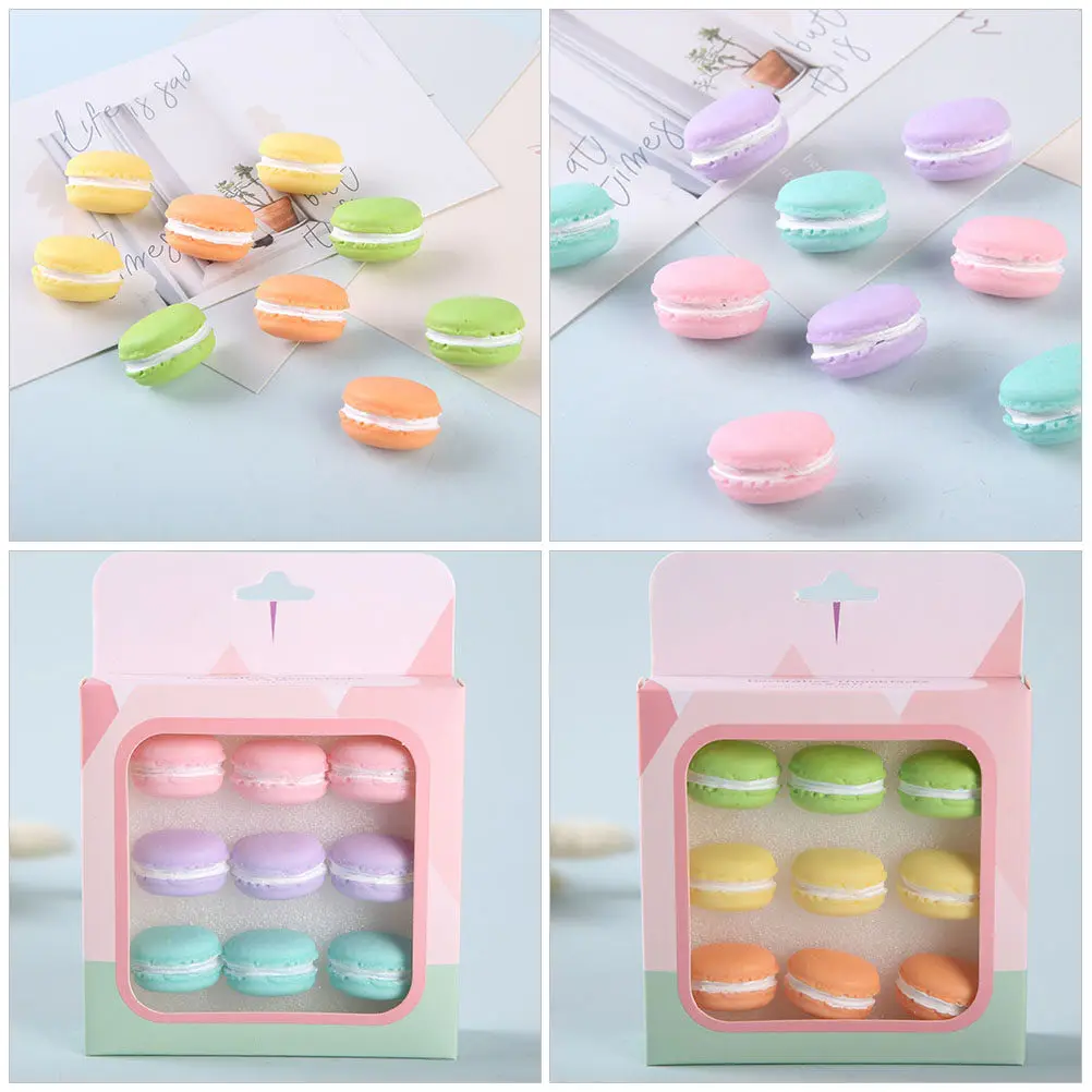 18Pcs 마카롱 모양의 푸시핀 다기능 압정 밝은 색상 편리한 홈 오피스 지도 코르크 보드 액세서리