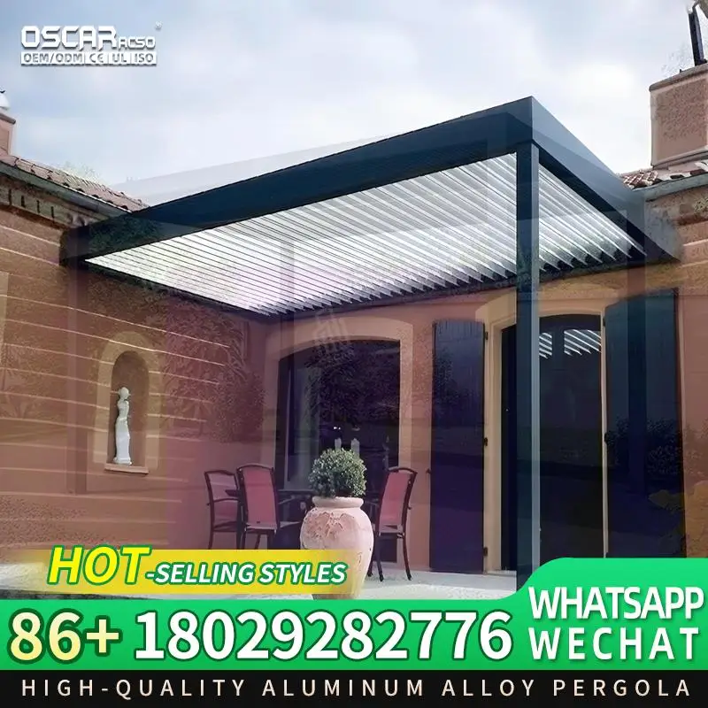 Wholesale Outdoor Motorized Electric Retractable Aluminium Louvered Pergola with Waterproof Roof for Garden Patio Backyard pergo