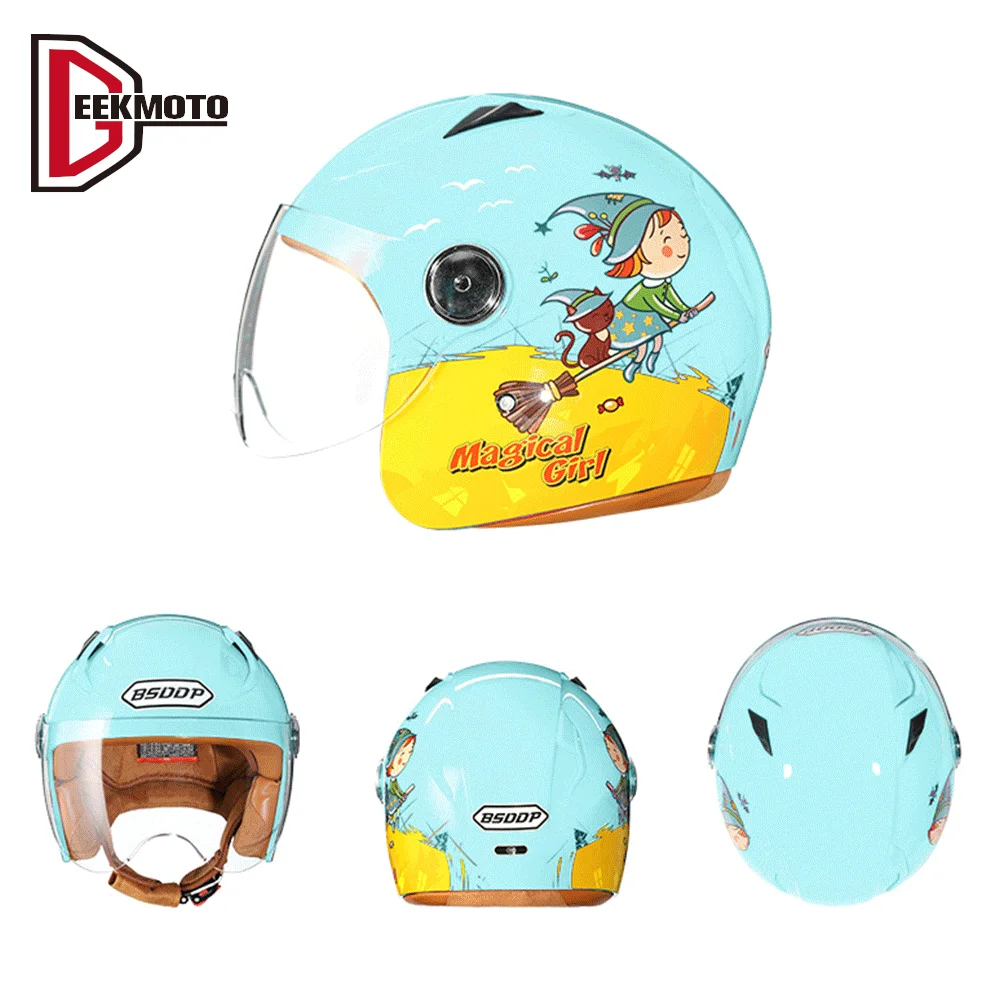 

Kids Helmet Children Safety Protection Motorbike Motorcycle Helmet Scooter Boy Girl Open Face Cycling Helmet Four Season 45-52cm