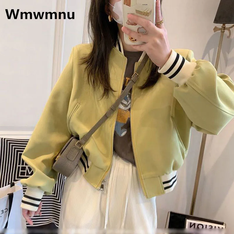 

Casual Fashion 2023 Women Short Bomber Jackets Coats Spring Antumn Female Long Sleeve Chaquetas Ladies Oversized 3xl Outerwear