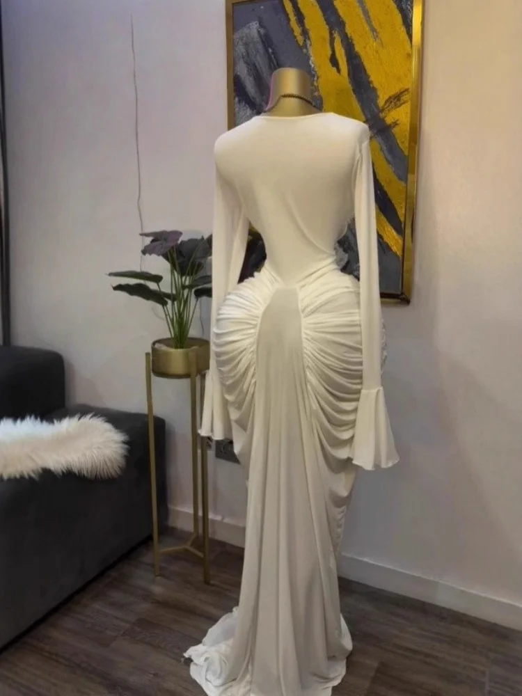 Wmstar Dress Women Wholesale Fashion Evening Dress with Slanted Collar and Pleated Style Long Length Drop Shopping 2025