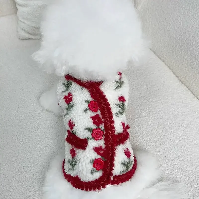 Small Dogs Printed Clothes Winter Bichon Frise Teddy Coat Cat Warm Cute Jacket Vest Pet Decorations 강아지 겨울 설빔복 Dog Costume pet jacket