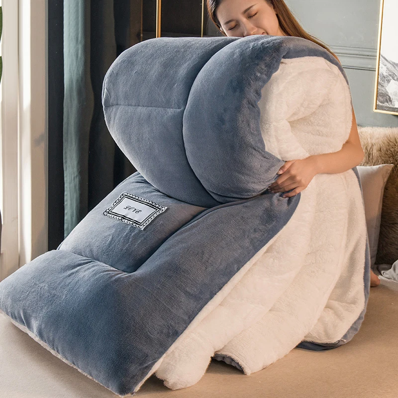 Super warm lamb velvet winter quilt thickened dormitory comforter single student autumn winter quilt core double space bed comforter