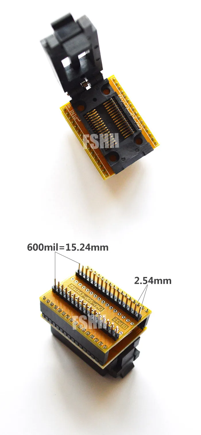 fp32 soic32, soquete de teste sop32, largura = 14.2mm