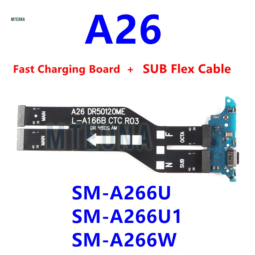 빠른 USB 충전기 보드 독 커넥터 충전 포트 삼성 갤럭시 A26 A266 A266E/DS A266U SM-A266B 용 마더 보드 플렉스 케이블