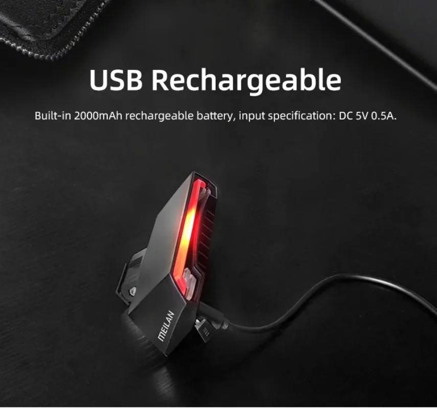 Meilan X5 Wireless Bike Bicycle Rear Light Laser Tail Lamp Smart Brake USB Rechargeable Cycling Accessories Remote Turn Led