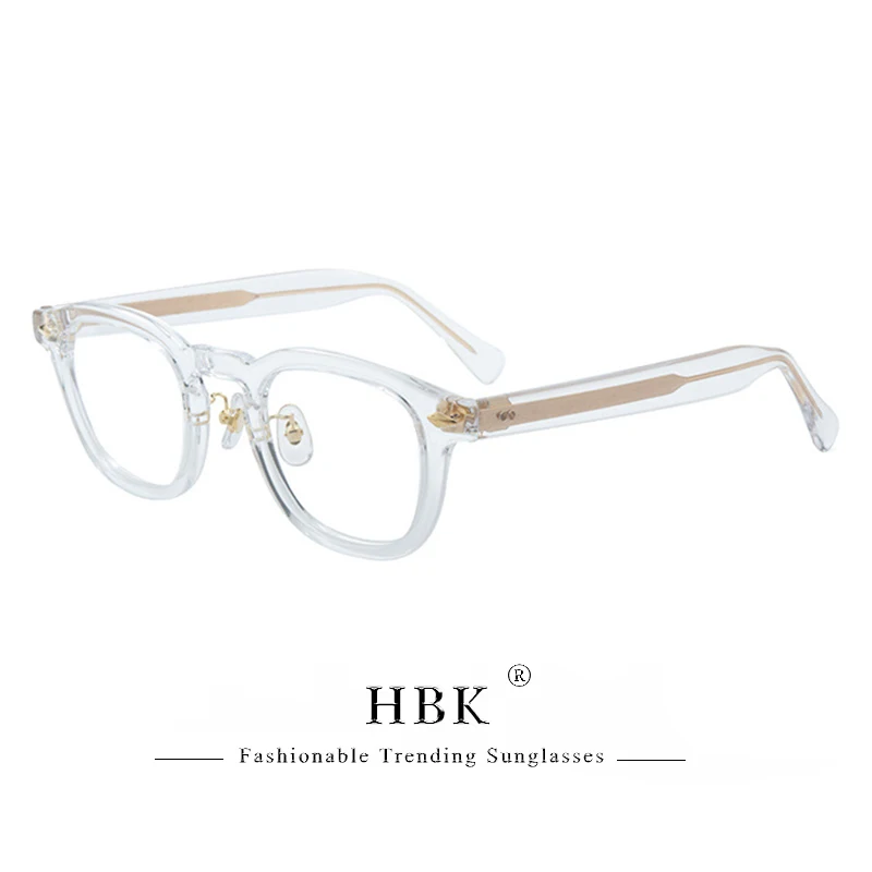 HBK Retro Oval Glasses Frames Transparent Lenses Men High Quality