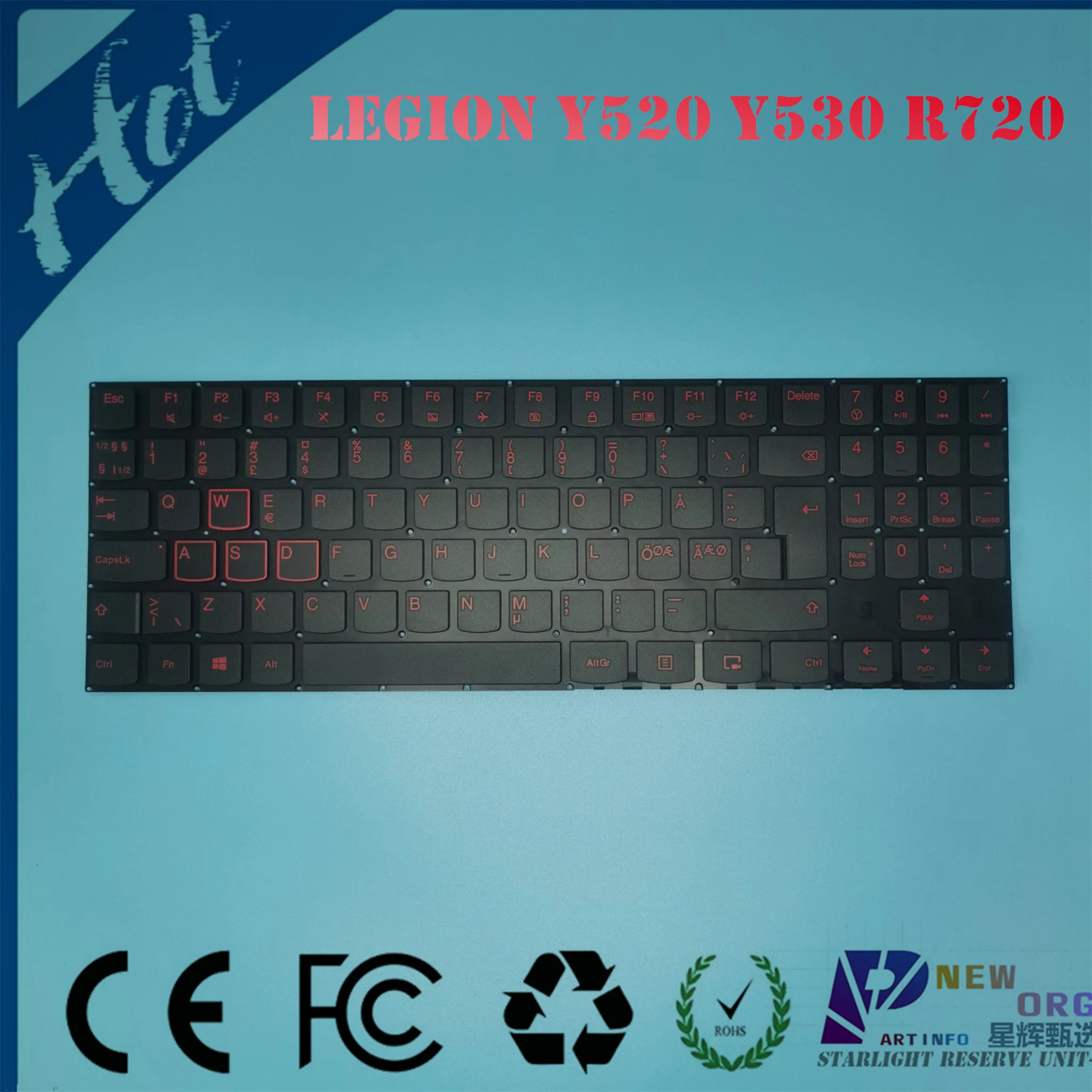 Teclado para Notebook para Lenovo Legion Eua ui Reino Unido gb Cf-e ne nd Y520 Y52015ikb Y720 Y720-15ikb Series Vermelho Sn20m27446 - Imagem 4