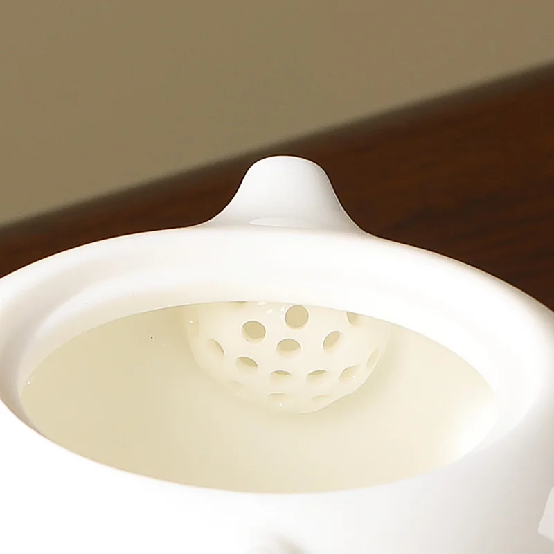 Teapot Suet Jade Porcelain Large Capacity Xishi Pot One Person Household Ceramic Tea Chinese Handmade Single Pot