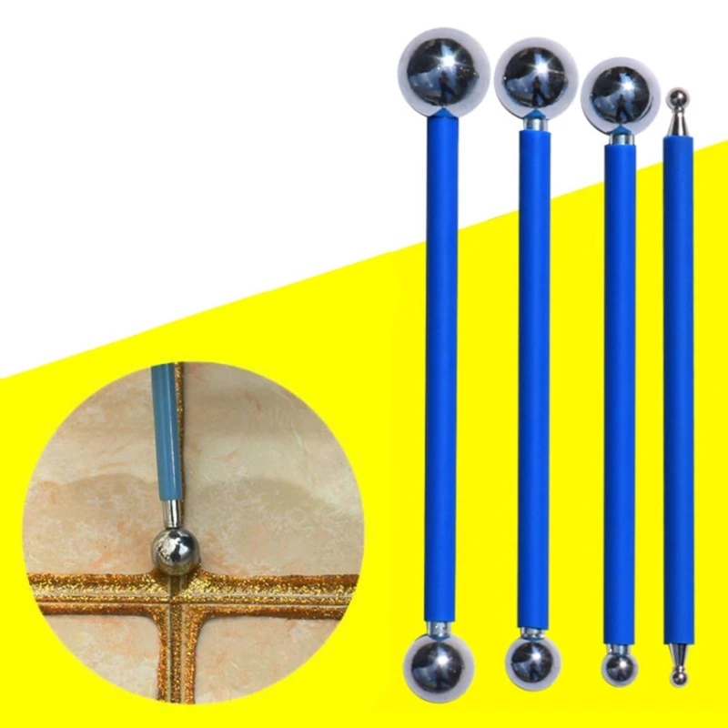 4x/set Caulking Tool Caulk Finishing Tools Tile Floor Joint Repair Pressed Ball for Bathroom Kitchen & Household