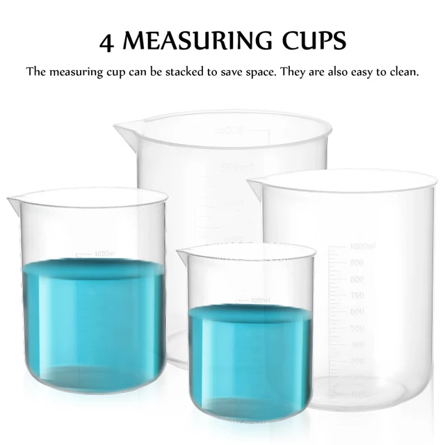 4 Pcs Liquid Measure Cup Measuring Cup Mixing Cups Liquid Measure Resin  Plastic Jugs Clear Small Liquids - AliExpress