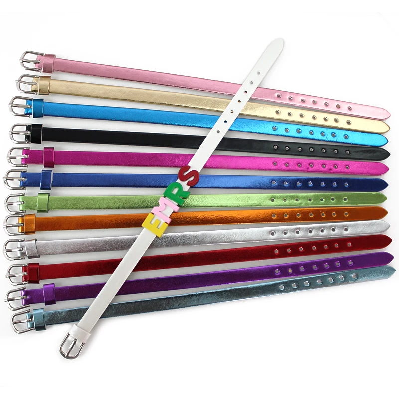 10Pcs 8mm Colorful PU Leather Bracelet For Women Wristband Slide Letter Charms Jewelry Making DIY Pet Collar Accessories
