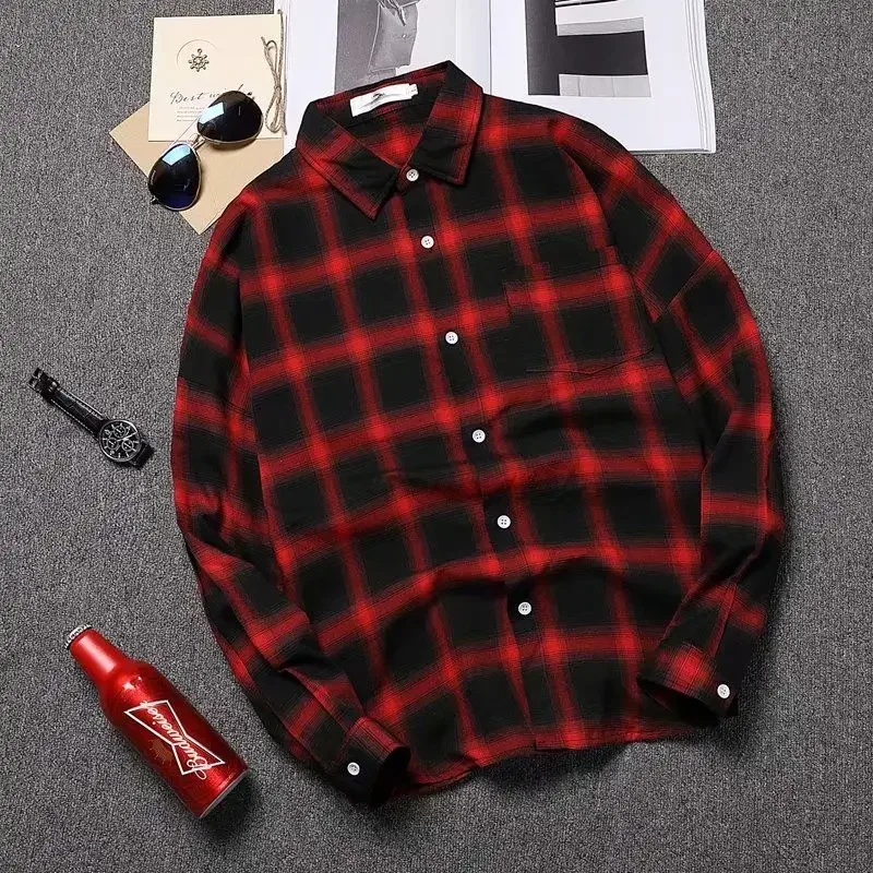 thumbnail image 1 of Camisas para hombre Camisa a cuadros de colores amarillos para hombre Camisa a cuadros de diseñador de moda para hombre 2024 Ropa popular coreana con mangas para las redes sociales asiáticas, 1 of 5
