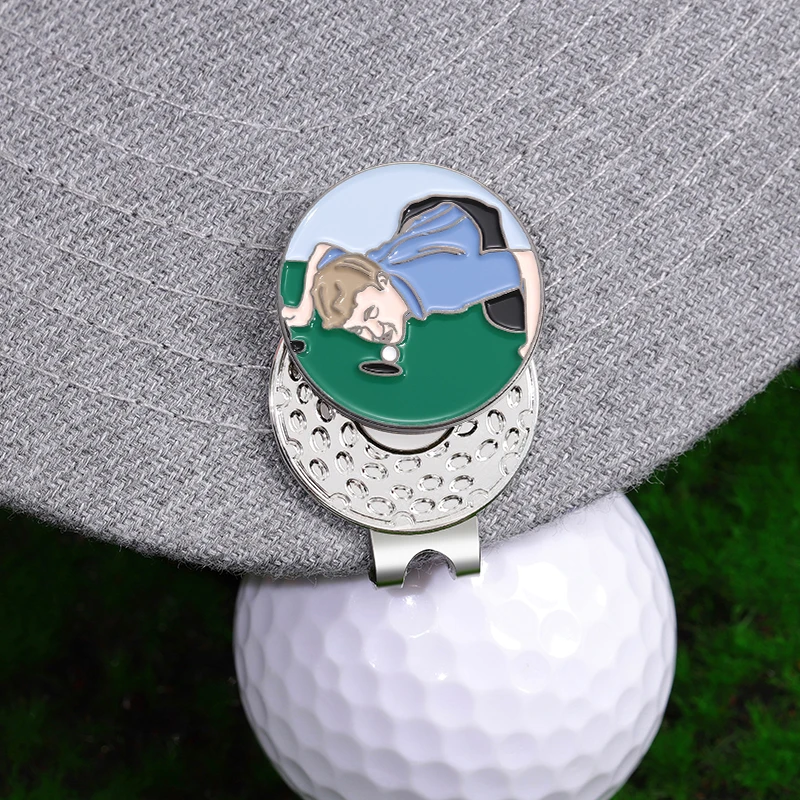 Funny Golf Ball Marker Hat Clip Baseball Cap Magnetic Clips Clothing Cartoon Dcorative Jewelry Metal Brooches for Golf Sports