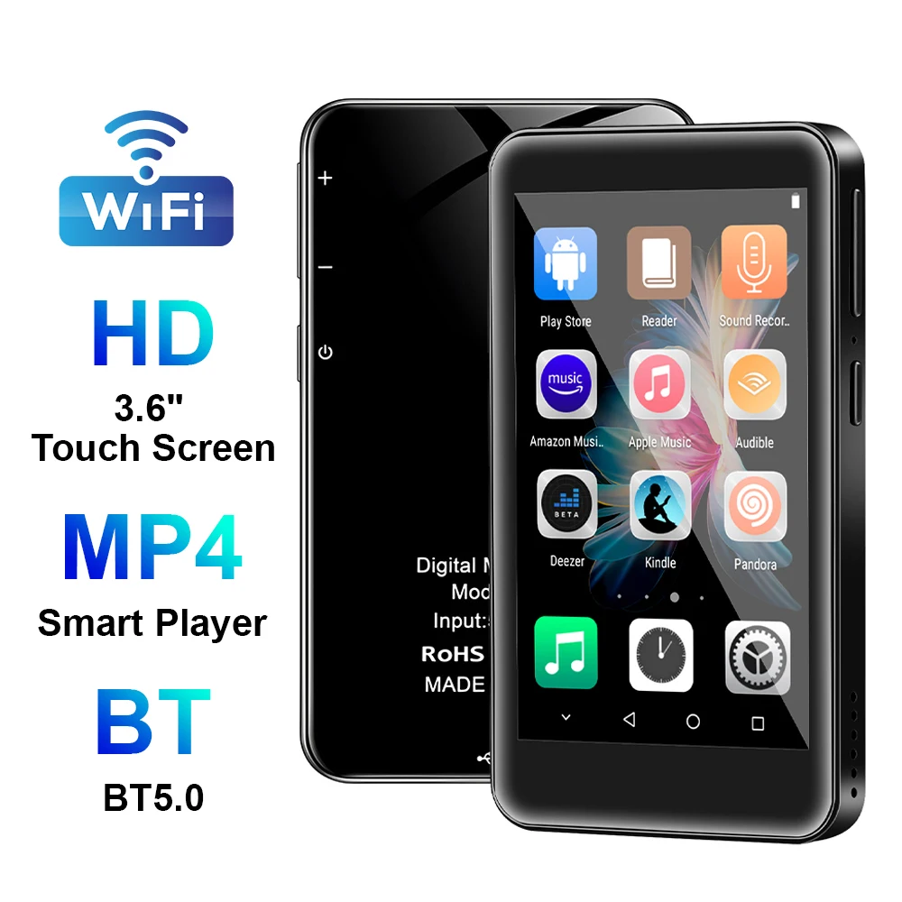 Nowy 3.6 Cal WiFi MP3 odtwarzacz Bluetooth 5.0 MP4 Android 8.1 z Spotify Pandora odtwarzaczem muzyki strumieniowej Android HiFi dźwięk