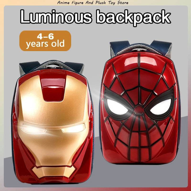 حقيبة كتب مضيئة من أيرون مان للأطفال ، رياض الأطفال ، الطبقة الوسطى ، الطبقة الكبيرة ، الأولاد ، ثلاثية الأبعاد مضيئة ، حقيبة ظهر الرجل العنكبوت ، هدايا ، ساخنة ، جديدة
