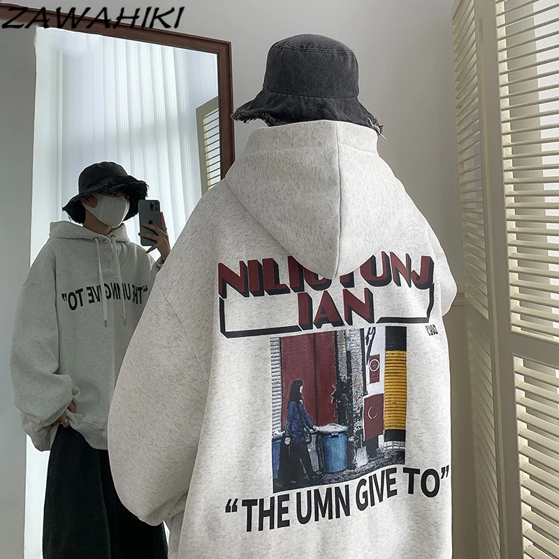 

American Spring Autumn Long Sleeve High Street Hoodies Women Lovers Fashion Letter Cartoon Graphic Print Loose Chic Streetwear