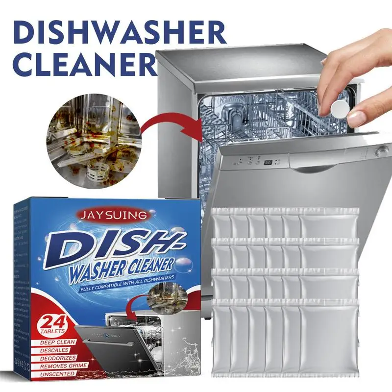 Dishwasher Cleaner Dishwasher Detergent 24 Pieces Dishwasher Cleaner Deodorizer Cleaning Tablets