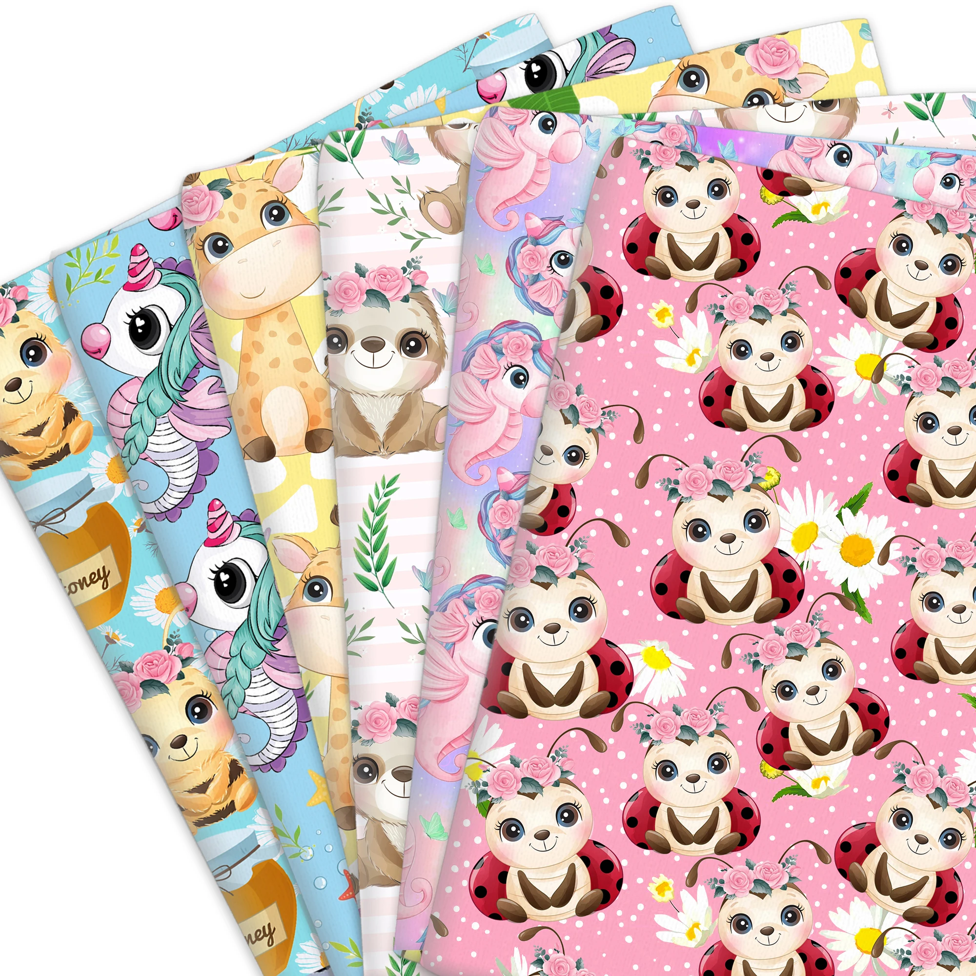 Cute Animal Ladybug Bee Polyester/100% Pure Cotton 4 ways stretch Knit Material Fabrics DIY Tissue Sewing Quilting Cloth |