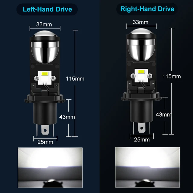 H4 LED Projector Mini Lens Auto H4 LED Headlight Bulbs Kit Conversion Kit Hi/Lo Beam RHD LHD 6000K Super Bright Car Light Lamp 6