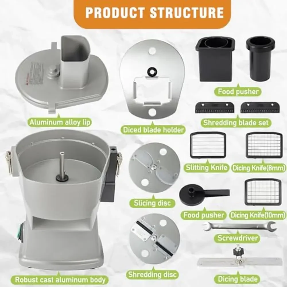 Electric Vegetable Chopper Mandoline Slicer Dicer 4 in 1 Commercial Grade Adjustable Thickness Shredding Onion French Fry Cutter 3