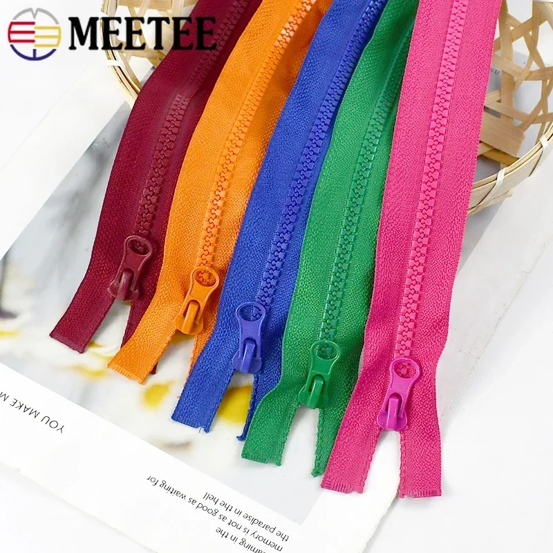 2Pcs 미터 40-120cm 5 수지 다채로운 지퍼 오픈 엔드 자동 잠금 장식 우편 가방 배낭 의류 DIY 바느질 액세서리