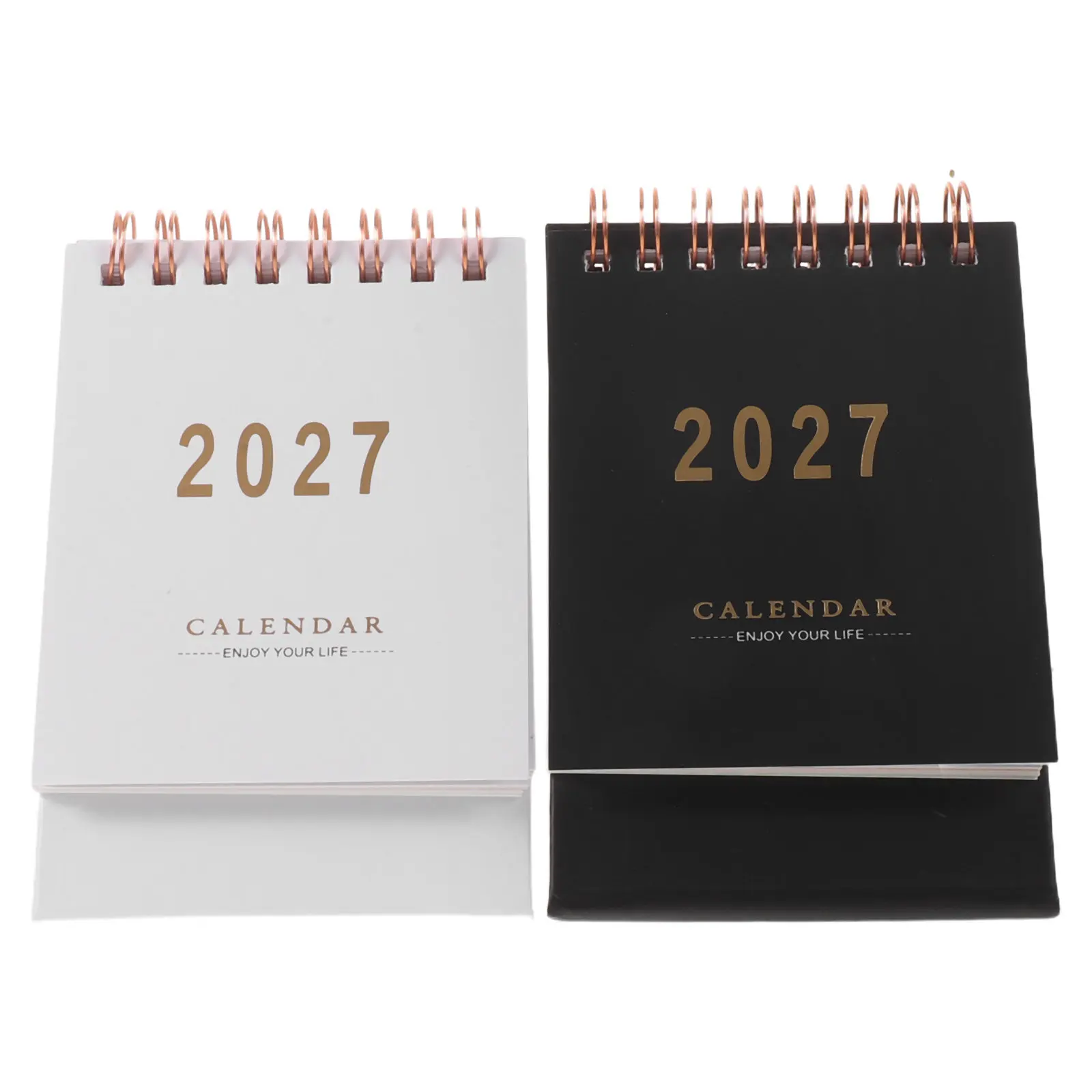 2 Pcs 미니 나선형 달력 2027 데스크 스탠딩 플립 스탠드 사무실 달력 용 데스크탑 달력 데스크탑 월간 플래너 일정