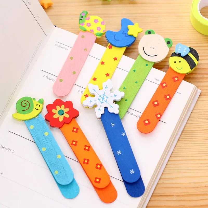 Cute Cartoon Animal Bookmark with Scale Wood Bookmarks Kawaii Stationery Zakka School Supplie Papelaria Kids Gift 4pcs/lot