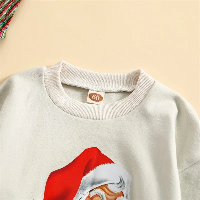 

Baby Girls Boys Christmas Romper Santa Print Round Neck Long Sleeve Jumpsuits Autumn Winter Casual Bodysuits