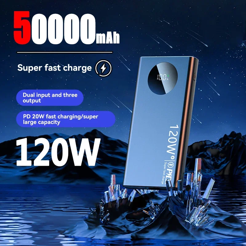 120W Super Fast Charging 50000mAh Thin and Light Portable Power Bank Cell Phone Accessories External Battery Free Shipping