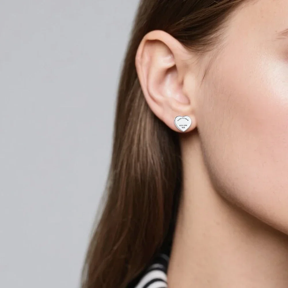 Elegant Electroplated Heart Earrings in Titanium Steel