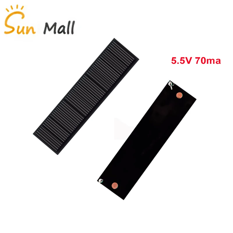 Pannello solare mono da 5,5 V 70 mA Piastre Celle Stazione Energia Powerbank Sistema Campeggio fotovoltaico