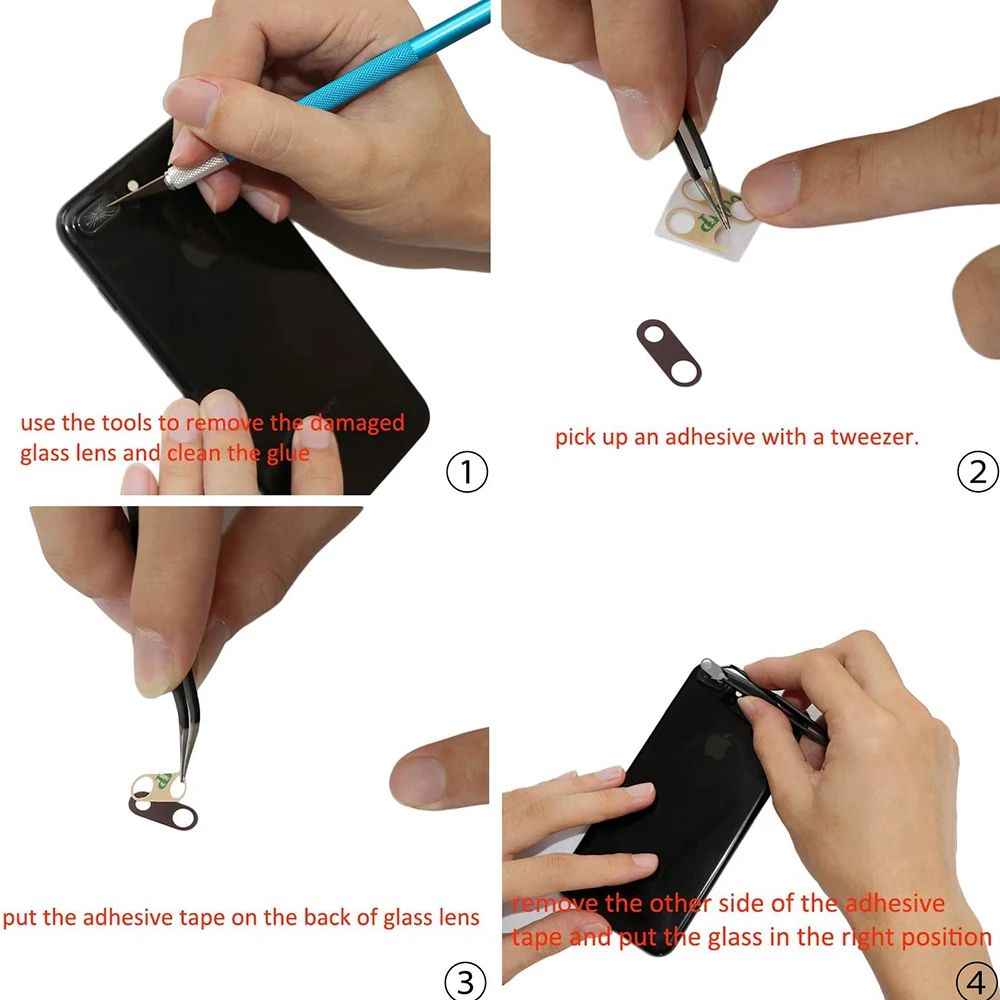 1 Set Camera Lens For iPhone Xs 11 12 13 mini 14 15 Plus Pro Max Rear Camera Repairing Parts With 3m Glue & Tools