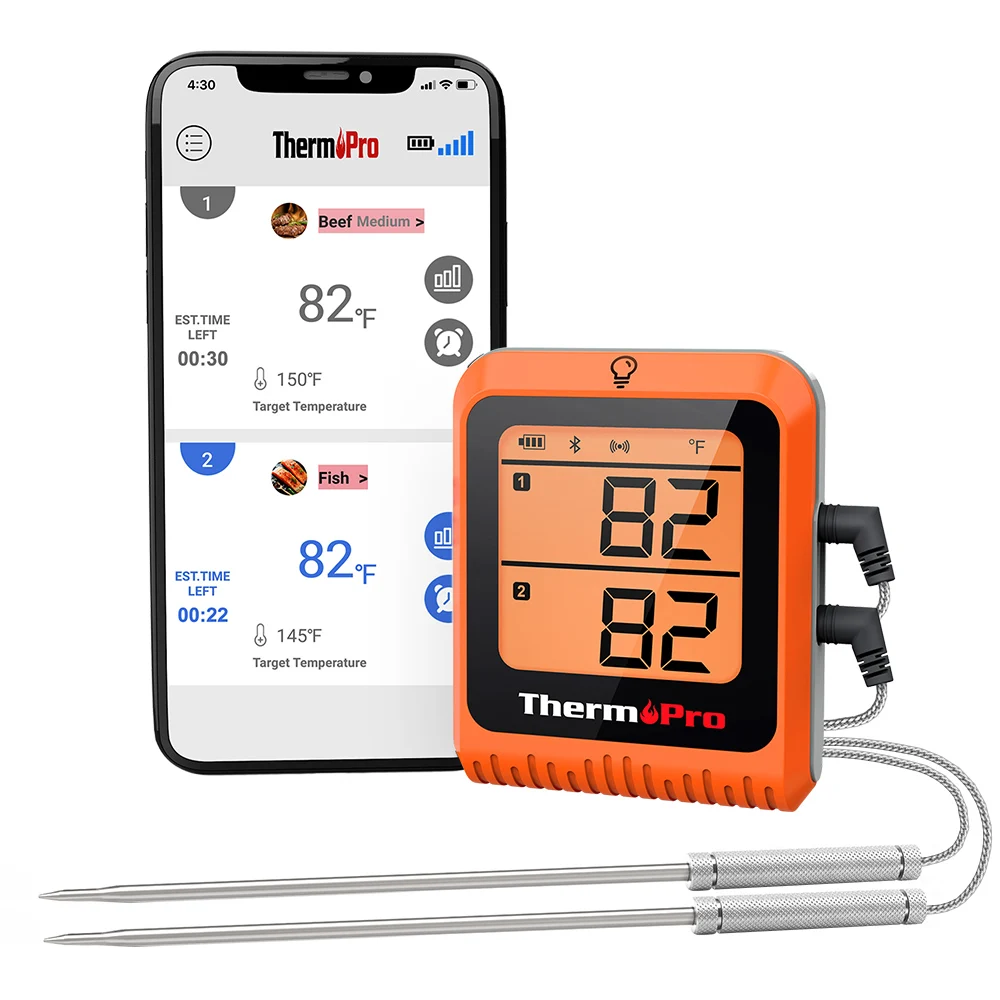 

ThermoPro TP920 Bluetooth-connected Phone APP Wireless 150M Dual Probes Backlight Digital Cooking Kitchen Oven Meat Thermometer