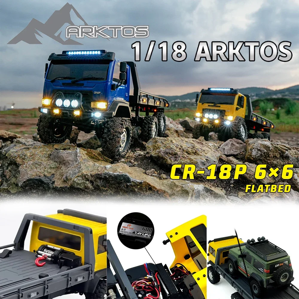 Hobbyplus ARKTOS 1/18 Scale 6WD RC Rock Crawler Truck - Ready-to-Run With Winch & Lights