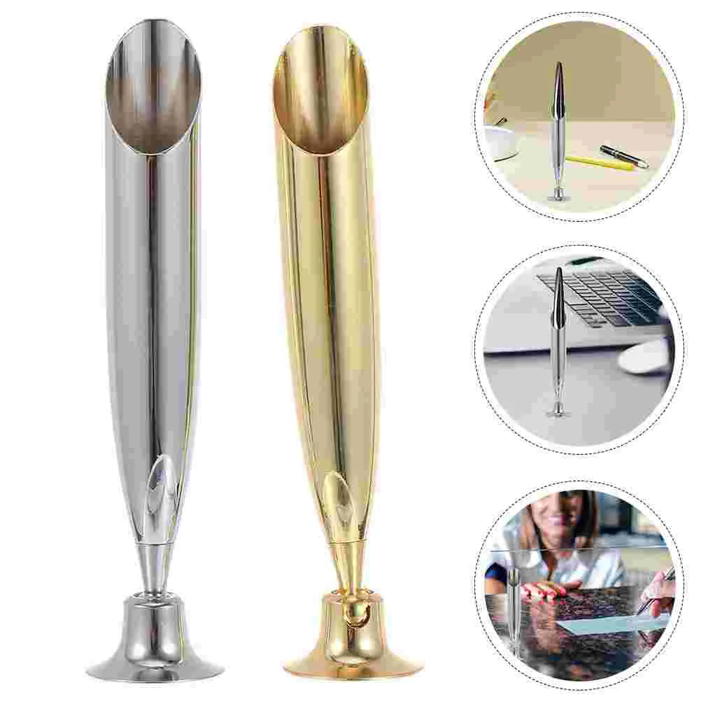 

4 Pcs Pen Holder Socket Office Stainless Steel Container Single Pencil Stand Metal Retro Quill