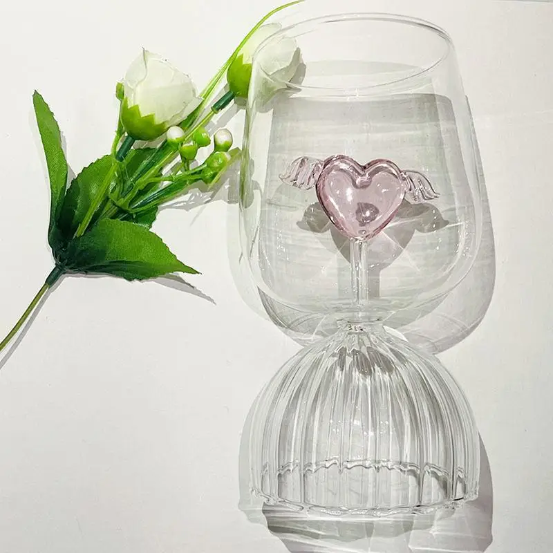 

350Ml Nordic Creative 3D Love Heart Cocktail Glass High Borosilicate Transparent Wine Glass Water Cup Wedding Party Drinkware