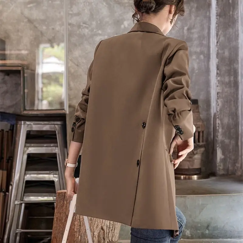 

Casual Fashion High Quality Long-sleeved 2023 Spring and Autumn Jacket Double-button Slim Women's Business Work Formal Jacket