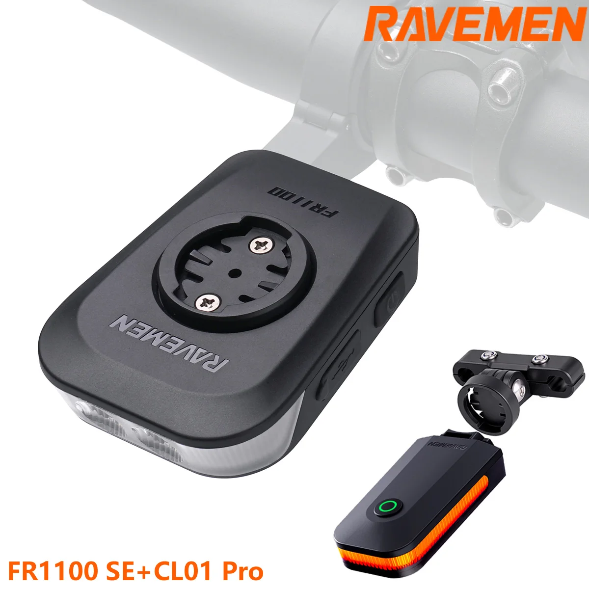 RAVEMEN FR1100 SE Bike Headlight For Garmin Wahoo Bryton GPS And CL01 Pro Taillight Bicycle Rear Front Light Set Rechargeable