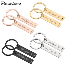 

2PCS Valentine's Day Gift Couple Keychain Custom Initials Couples Anniversary Love Gift for Him Her Husband Wife Lover