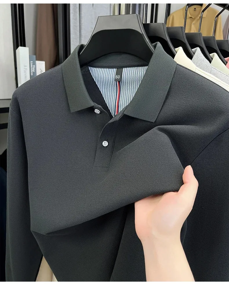 Men’s long sleeve golf polo shirt for autumn comfort