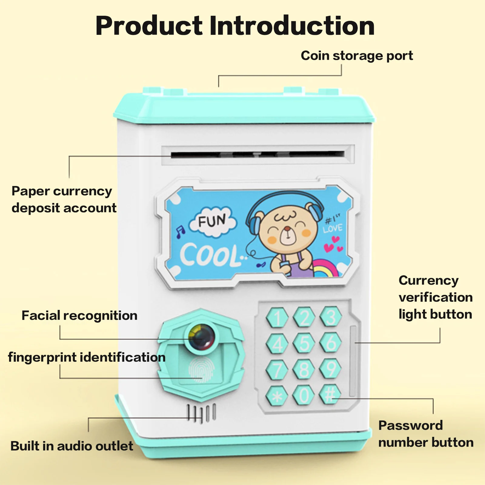 Automatic Banking Safe Piggy Bank Unbreakable Automatic Coin Involvement Piggy Bank for Collecting Cash Saving Box SDI99