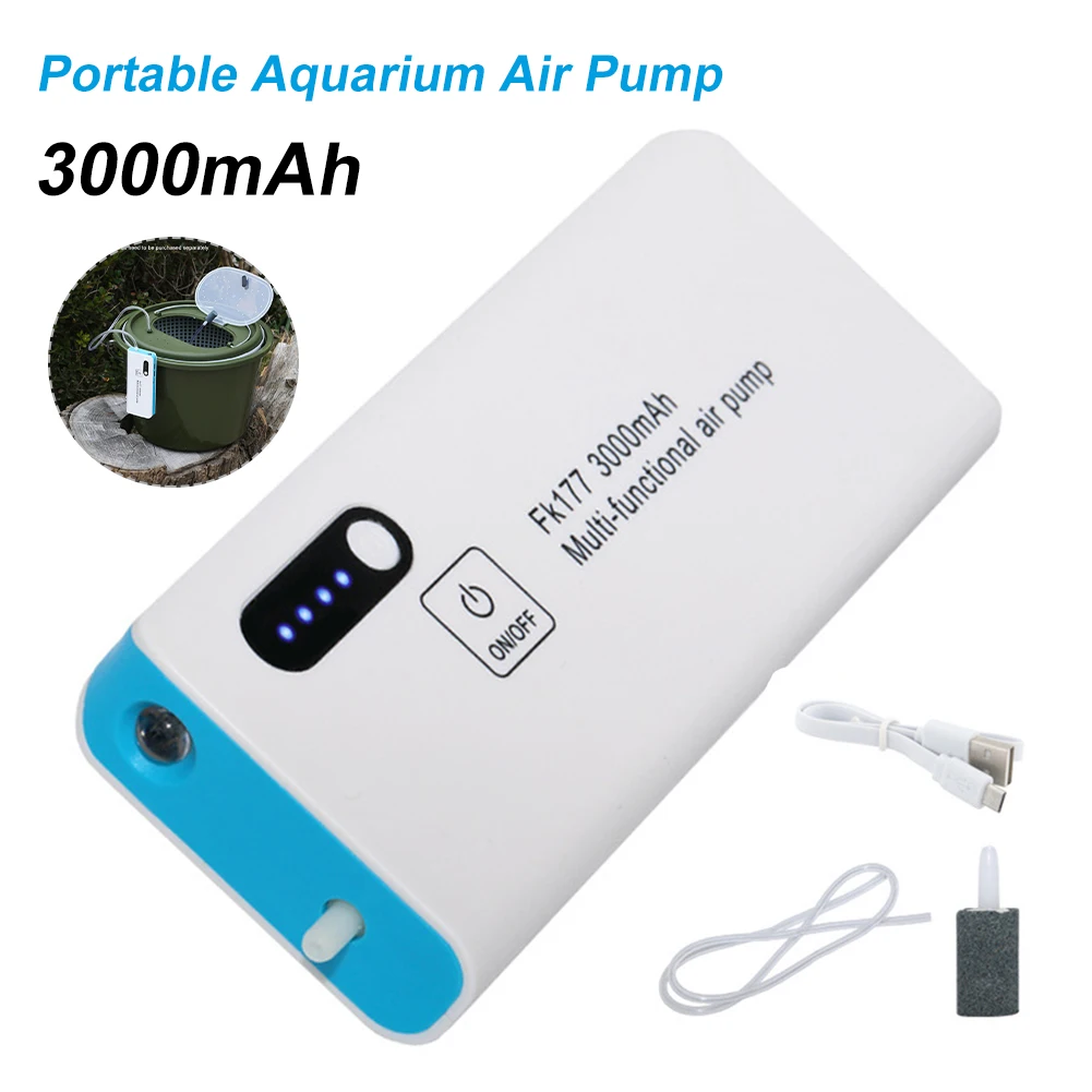 

Air Pump Fishing Aerator Oxygenated Live Bait Aquarium Tool USB Rechargeable Multifunction Mobile Oxygen Flushing Pump with Lamp