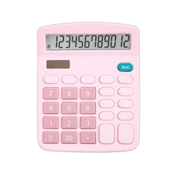 Solar-Powered Desktop Financial Calculator with Large Display (Pink)