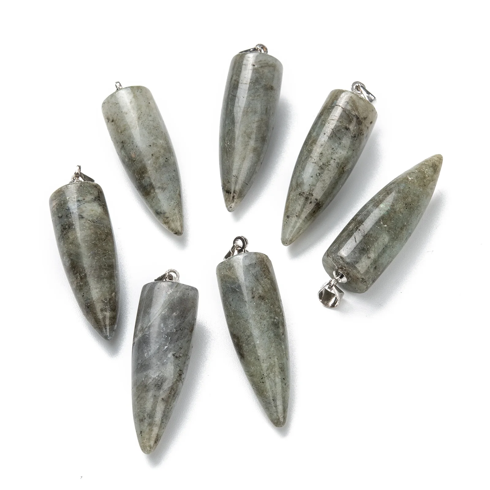 10pcs Bullet Shape Chakra Pendant Amethysts Labradorites Rose Quartzs Natural Stone Necklace Pendants Jewelry Accessories